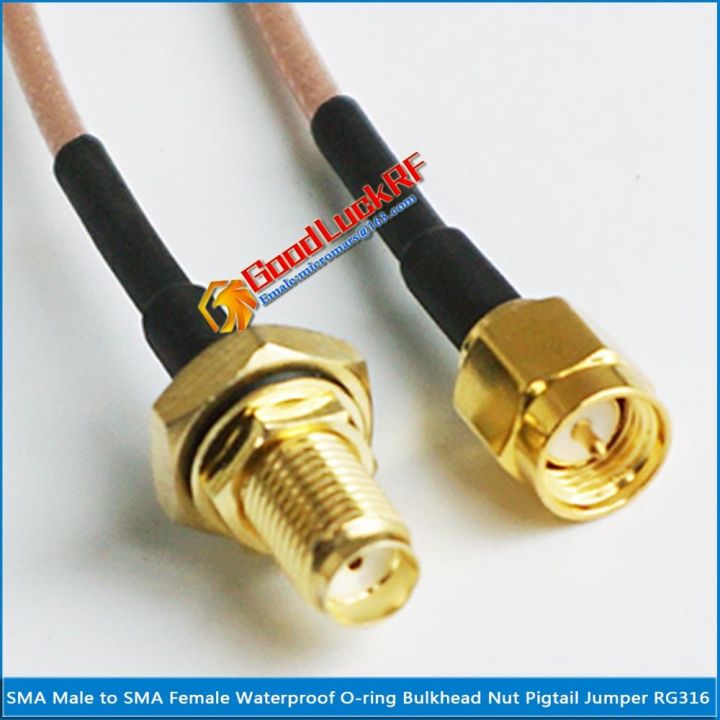 yf-1x-pcs-high-quality-sma-male-to-female-o-ring-waterproof-bulkhead-mount-nut-plug-rg316-pigtail-jumper-cable-50-ohm-low-loss
