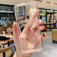 [On1ine 3C Digital} โปร่งใสบางเคสโทรศัพท์แบบใสสำหรับ Samsung S8 S9 S10 S20 S21 S22 S23 Plus Lite พิเศษ Note10พิเศษ Note8 9 10 M51 M31พร้อมคลิปหนีบกระเป๋าสตางค์กระเป๋าเก็บบัตร