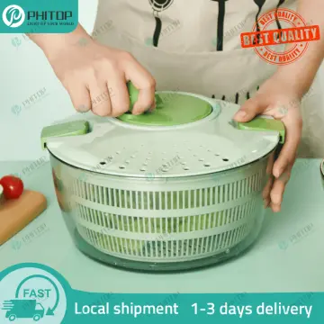 Kitchen Salad Spinner Large 5L Capacity - Manual Lettuce Spinner with  Secure Lid Lock & Rotary Handle - Easy To Use Salad Spinners with Bowl,  Colander