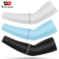 ♠◑❀ WEST BIKING Summer Cool Arm Sleeves Ice Silk Quick Dry Running Fishing Travelling Cycling Sun Protection Sleeve Long Arm Cover