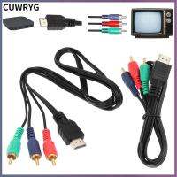 CUWRYG สายเคเบิลวิดีโอเสียง AV แบนสีดำหลายช่อง HDMI ตัวผู้ไปเป็นอะแดปเตอร์สาย VGA 3 RCA