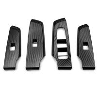 For Mitsubishi Outlander 2022+ Car Carbon Fiber Window Glass Lift Button Switch Cover Trim Door Armrest Panel RHD