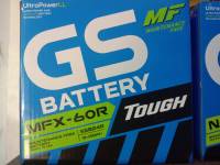 GS แบตเตอรี่พร้อมใช้ (Maintenance Free)MFX60R 50 แอมป์ ขนาดยาว24 กว้าง13 สูง23 เซนติเมตร