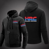 เสื้อกันหนาวแขนยาว มีฮู้ด แต่งซิป พิมพ์ลายโลโก้ Hrc Racing สําหรับผู้ชาย