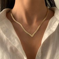 Lacteo Simple Minimalist Gold Color Snake Chain Choker Necklace Harajuku Hip Hop Single Layer Love Chain Charm Necklace Gifts Fashion Chain Necklaces
