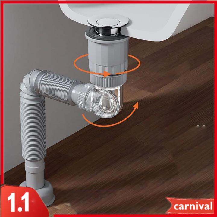 Sunniiee Bathroom Sink Drain Set Drain Pipe, 2 in 1 Drainage Pipe
