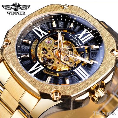 ⌚ นาฬิกา WINNER style mens fashion leisure hollow out mechanical movement fully automatic mechanical watches