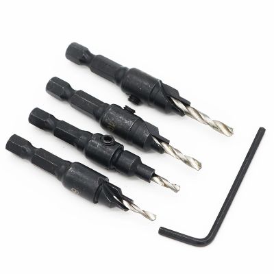 HH-DDPJ4pcs/set Hss Screw Countersink Drill Bit Set Quick Change Hex Shank  Plastic Wood Drilling Pilot Drills 6 8 10 12