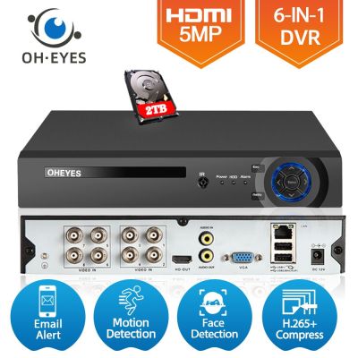 H.265 8CH 5MP 6 In 1เครื่องบันทึกวิดีโอดิจิตอลแบบไฮบริดตรวจจับใบหน้าเครื่องบันทึก NVR XMEYE 8ช่องสัญญาณกล้องวงจรปิด AHD DVR วิดีโอ4CH J44เครื่องบันทึกวงจรปิด