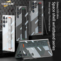 KISSCASE เคสโทรศัพท์สายรัดข้อมือโปร่งใสสำหรับ Samsung Galaxy S23อัลตร้าเคส PC สุดสร้างสรรค์ฝาครอบป้องกันใสกันกระแทกสำหรับ S23Ultra Samsung