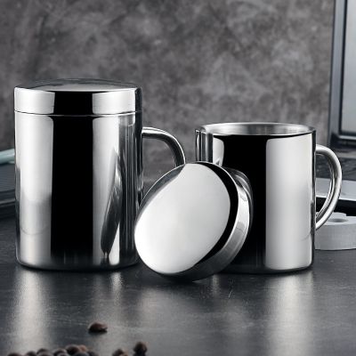 ◎  304 stainless steel double-layer insulation water cup office mug field kindergarten mouth