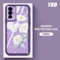 YBD เคสสำหรับโทรศัพท์ Vivo V23E 4G 5G S10E Y75 4G ดอกไม้ Camellia สีลวดลายโปร่งใสฟิล์มเลนส์อ่อน TPU Carmera ป้องกัน