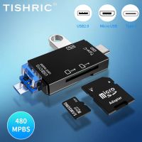 {Shirelle Electronic Accessories} Titric 6 In 1การ์ดรีดเดอร์ USB Type-C ไมโคร USB Android/TYPE- C 3 TF อะแดปเตอร์ไดรฟ์ OTG ถ่ายโอนข้อมูล SD