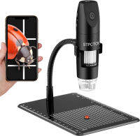 STPCTOU Wireless Digital Microscope USB 50X-1000X 2MP 1080P Handheld Portable Mini WiFi Microscope Camera with 8 LED Lights for iPhone/iPad/Mac/Android Phone/Tablet/PC black