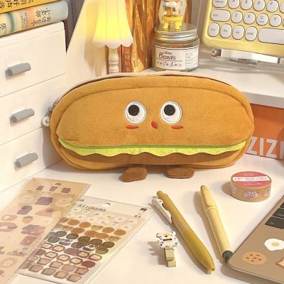 ☼ New fun hamburger high-value cute pencil case large-capacity portable primary and junior high school students creative storage bag