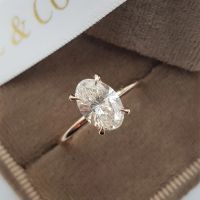 [Zhongxi ornaments ] 1.7CT สุดหรู Oval Cut Solitaire Ring Rose Gold Color Hidden Halo Crystal Stone Rings For Women Wedding Party Cool Jewelry Gift