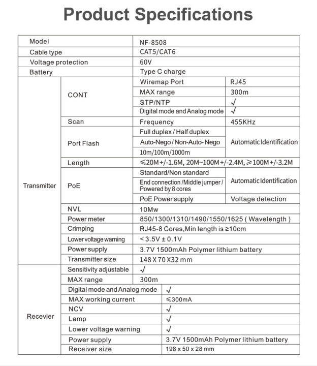 noyafa-เครื่องวัดสายเคเบิลเครือข่าย-nf-8508-lcd-ดิจิตอล-lan-เครื่องวัดกำลังแสงวัดความยาวมัลติฟังก์ชั่นเครื่องทดสอบสายเครื่องทดสอบสายสัญญาณเครื่องหาสายสัญญาณเครือข่ายแบบชาร์จไฟได้เครื่องตรวจสอบ-poe