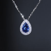 Sapphire Diamond Necklace สร้อยคอเพชแซฟไฟร์ ไพลินแท้สีน้ำเงินสด เนื้อสะอาดมาก ประดับเพชรแท้น้ำ95-96 ตัวเรือนเป็นทองขาว18k