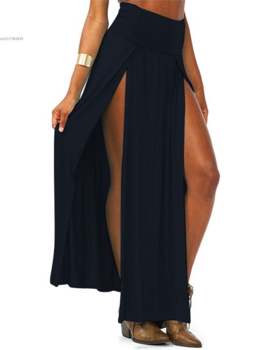 2022-new-arrival-high-waisted-sexy-womens-double-slits-summer-solid-long-maxi-skirt-wholesale-51-valentines-day-gifts