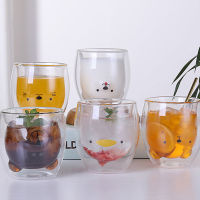 260ml Creative Double Wall Glass Mug Bear Cat Dog Animal Double-layer Glass Mug Cute Beer Milk Coffee Cup Valentines Day Gift