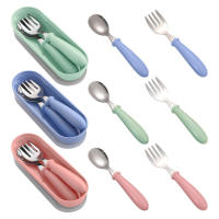 Cute Fork Spoon Set Kids Spoon Fork Set Tableware Toddler Cutlery Infant Feeding Tools 2 Pieces dependable