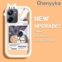 เคส Chenyyka สำหรับ Realme 10 Realme 10 Pro Plus 5G เคสแฟชั่นรูปโบว์ผูกโบว์รูปสัตว์ประหลาดน้อยอวกาศนักบินอวกาศเคสนิ่มทนต่อการขัดถูเคสโทรศัพท์โปร่งใสฝาครอบป้องกันเลนส์กล้องถ่ายรูปซิลิก้าเจล TPU