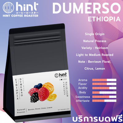 เมล็ดกาแฟคั่ว Ethiopia Dumerso คั่วอ่อน (Light To Medium Roast) Hint Coffee Roaster