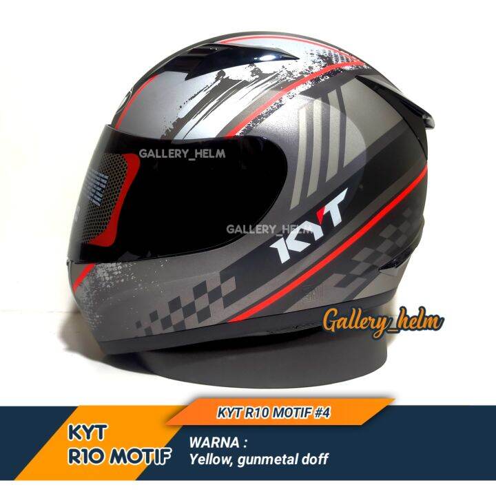Helm Kyt R10 4 Seri 4 Gunmetal Doff Helm Kyt Full face R10 Motif Lazada Indonesia