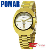 Pomar นาฬิกาข้อมือผู้ชาย Automatic สายสแตนเลส รุ่น PM8133GG02 (สีทอง / หน้าปัดขาวพลอย 18 เม็ด)