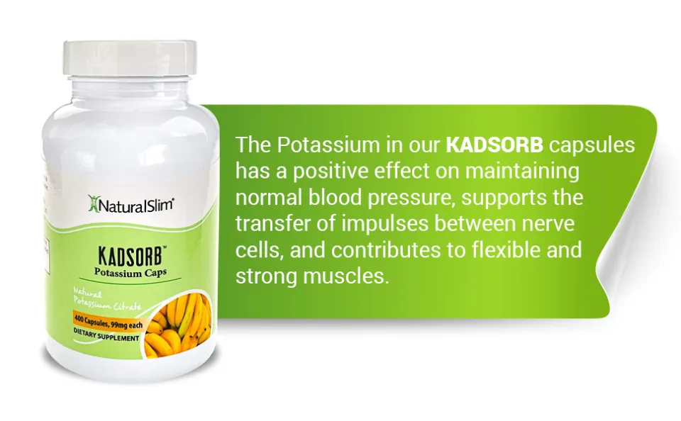 Naturalslim Kadsorb Natural Potassium Citrate - Supports Electrolyte  Balance & Normal PH, Non-GMO & Gluten-Free, Absorbable Potassium Supplement  with