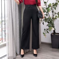 Pants, Office Womens Fabric Pants UK Fashion Wide Tube, D Belt Design, Elegant, Light NKQU