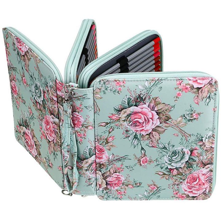 120-slots-colored-pencil-case-with-compartments-pencil-holder-for-watercolor-pencils-rose