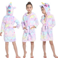 Blue Stitch Robes Girls Kigurumi Animal Sleepwear Onesie Pajamas Child Bathrobes Flannel Hooded Towel Robes Kids Dressing Gowns