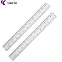 KESHE 2 Pcs เหล็กไร้สนิม ไม้บรรทัดตรงตรง ชุดเซ็ต โลหะสำหรับตกแต่ง เครื่องมือวัดขนาด ไม้บรรทัดวาดภาพวาด ตาชั่งขนาด ไม้บรรทัดโลหะสำหรับตกแต่ง ออฟฟิศสำหรับทำงาน