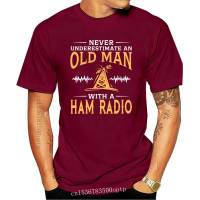 New 100% Cotton Tees Never Underestimate An Old Man With A Ham Radio Tee Shirt Man Round Neck T Shirt Guys Punk Designer Streetw - lor-made T-shirts XS-6XL