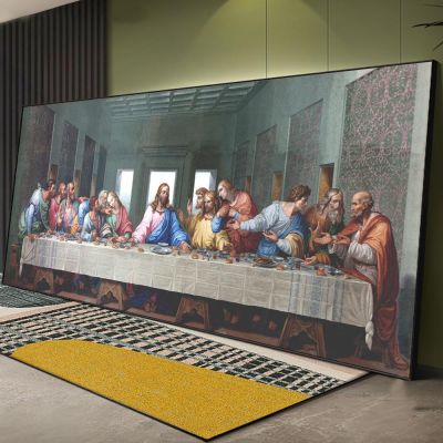 ● Da Vinci ที่มีชื่อเสียงภาพวาดผ้าใบพิมพ์การทำสำเนา The Last Supper ภาพวาดสีน้ำมันโปสเตอร์และพิมพ์ Wall Art Decor Cuadros ภาพ