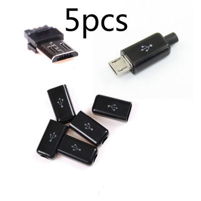 【New release】 ขั้วต่อ USB 5ปลั๊กตัวผู้ DIY ขนาดเล็ก5ชิ้นและสายต่อเปลี่ยนฝาครอบพลาสติกชิ้นส่วนติดตั้งบัดกรี