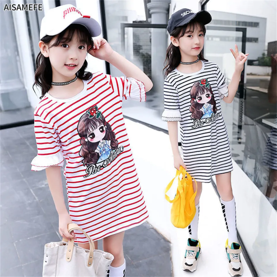  Striped Tee Dress Girls Dress Princess Dress