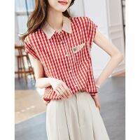 【hot】♈☢ All-match Turn-down Collar Short Sleeve Fashion Patchwork Decoration Womens Shirt