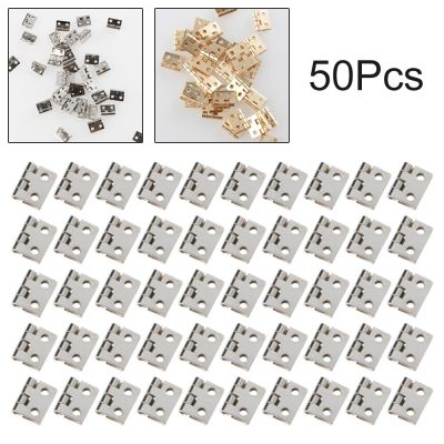 50pcs Copper Mini Folding Cabinet Drawer Butt Hinges Four-section Casting Hinge Fittings Dollhouse Wood Door Butt Hinges Door Hardware Locks