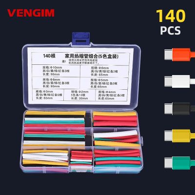 140pcs Heat Shrink Tube USB Cable Protector Charger Cable Repair Tools Wire Organizer Protector Tube Saver Cover for iPhone iPad