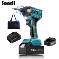 Seesii 21V Brushless Impact Driver ไดร์เวอร์อิมแพ็คไร้แปรงถ่านชุดคิทแรงบิดสูงสุด2200 In-Lbs 1/4 "แผ่นจานหกเหลี่ยมแบตเตอรี่4.0Ah ไดร์เวอร์อิมแพ็คไร้สาย0-3000RPM ความเร็วแปรผัน