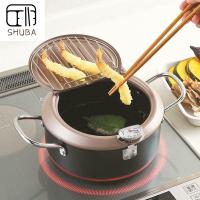 SHUBA Mini Non-Stick Tempura เครื่องครัวสไตล์ญี่ปุ่นสำหรับใช้ในบ้านเครื่องทอดระบายน้ำเทมปุระกระทะทอดหม้อเทมปุระ