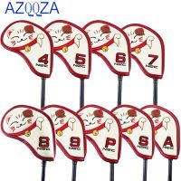 9Pcs Golf Iron Head Covers Set Headcover Fit All Brands Waterproof PU Leather luck cat Golf Iron Headcover 4-9 P S A