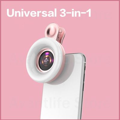 ZZOOI Universal 3-in-1 Fisheye Wide Angle/Phone Lens Macro/Fill Light 15X High-definition Macro Adjustment Light For Iphone Samsung