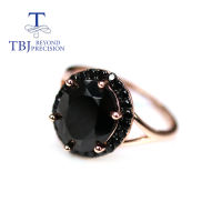 Natural Black Spinel Jewelry Set oval cut 10*12mm 18.6ct real black gemstone clasp earring ring 925 sterling silver for women