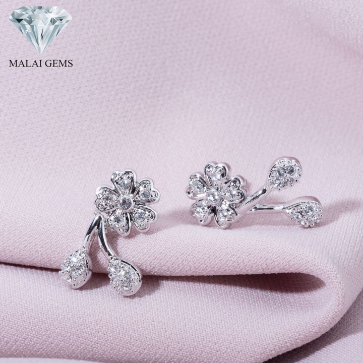 malai-gems-ต่างหูเพชร-เงินแท้-silver-925-เพชรสวิส-cz-เคลือบทองคำขาว-รุ่น-51000238-แถมกล่อง-ต่างหูcz-ต่างหูเงินแท้