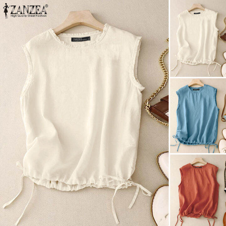 สินค้ามาใหม่-จัดส่งฟรี-fancystyle-zanzea-เสื้อกล้ามลำลองสำหรับสตรี-ฝ้ายลินินแบบผ่าคอแข็ง-camisoles-2