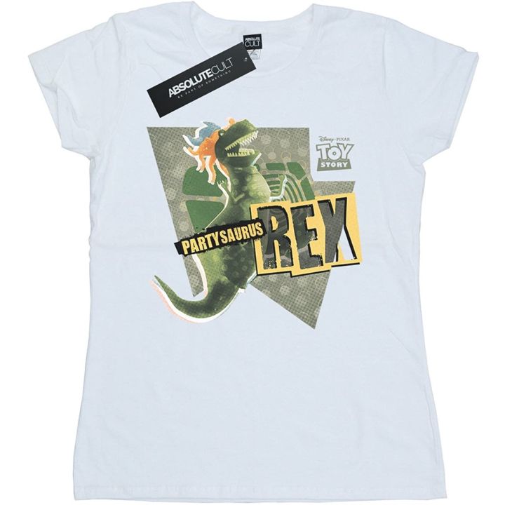 เสื้อยืดพิมพ์ลายแฟชั่น-ดิสนีย์เสื้อยืดลำลอง-disney-womens-toy-story-partysaurus-rex-t-shirt-disney-t-shirt