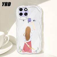 YBDเคสมีขอบเป็นคลื่นสำหรับ Infinix Smart 6 X6511B X6511 X6511E เคสเคสโทรศัพท์ลายการ์ตูนด้านหลังเงาของเด็กผู้หญิงกันกระแทกเคสให้ความรู้สึกสบาย